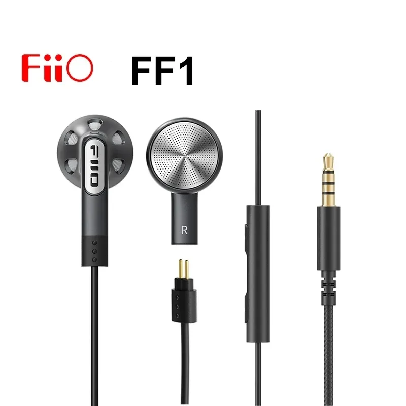 FiiO FF1 14.2mm Dynamic Driver Open Earbuds HIFI Music Wired Earphone Bass 0.78mm Detachable Cable with Mic In-Line-Controls