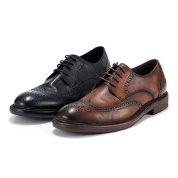 New Trend Full-grain Genuine Leather Soft Comfortable Formal Dress Shoes for Men Business