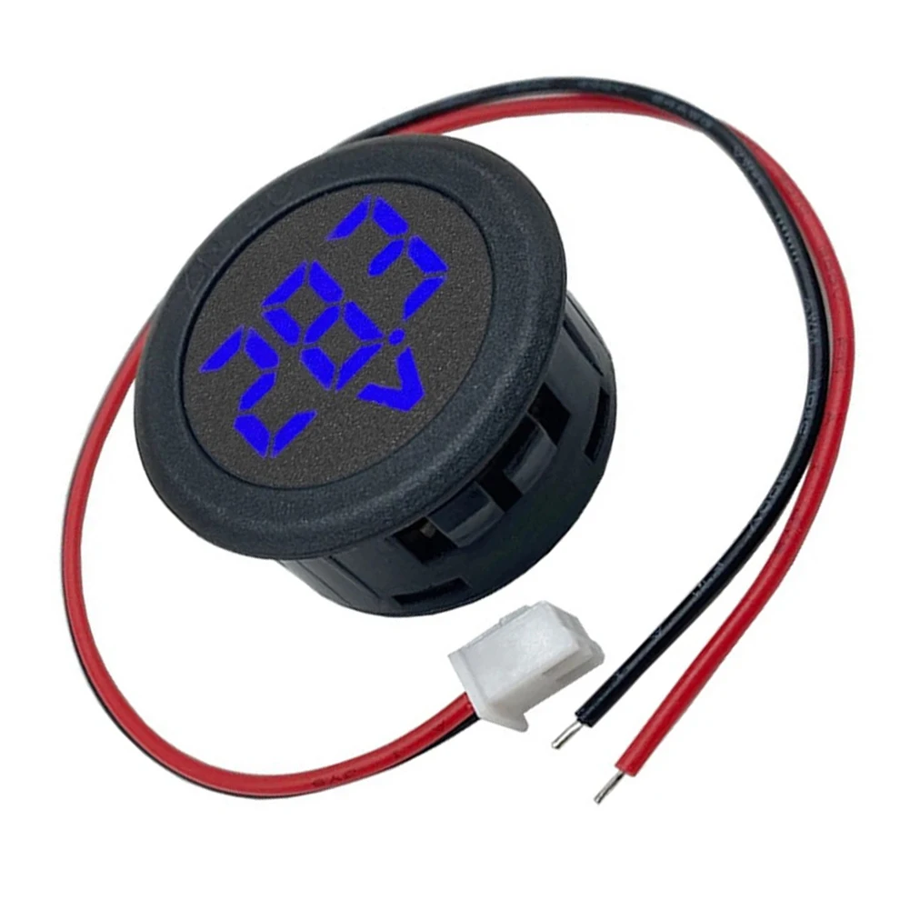 Voltmetro digitale rotondo DC5-100V LED Misuratore di tensione a 2 fili con protezione da inversione di polarità per test automobilistici e industriali