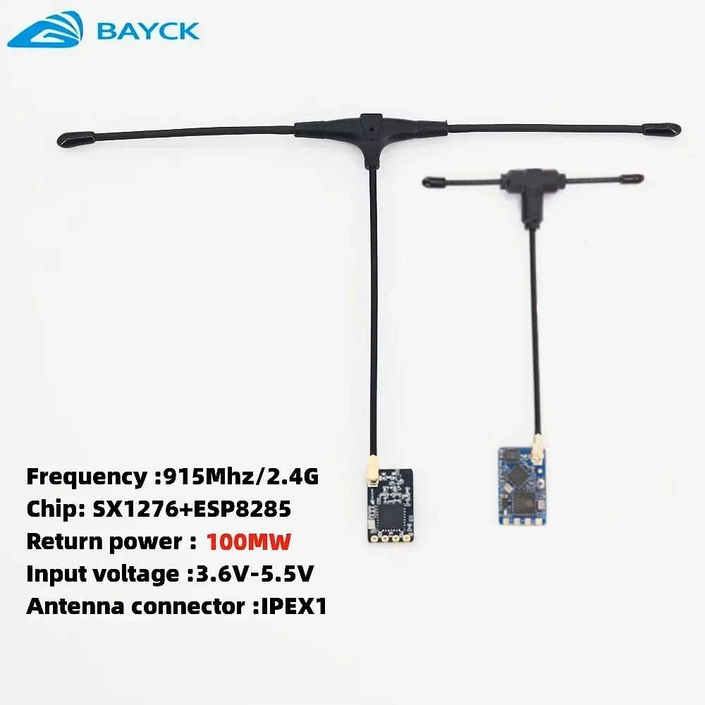 BAYCK ELRS 915MHz / 2.4GHz NANO ExpressLRS Receiver with T type Antenna Support Wifi upgrade for RC FPV Traversing Drones Parts