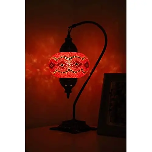 Mosaic SWAN Neck Table Lamps Handmade Unique English Tiffany Moroccan Night Art Home Decor Light Lampshade Bedside Gift Boho Lan