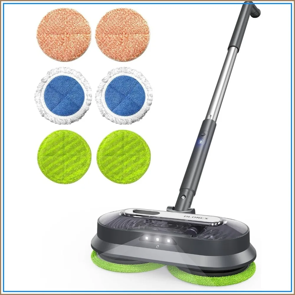 

Cordless Electric Spin Mop with Spray & Detachable Water Tank, Lightweight for Hardwood Tile, Long-Lasting Battery