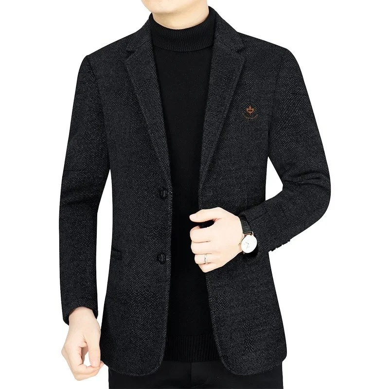 New Autumn Winter Men Blazers Suits Jackets Cashmere Wool Blends Male Business Casual Slim Fit Blazers Suits Coats Mens Clothing