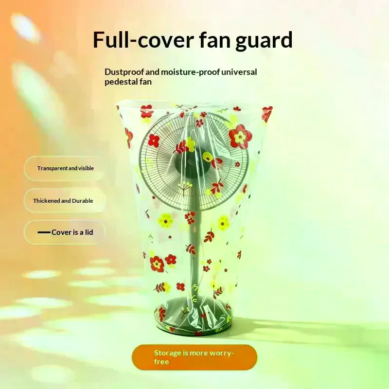 Fan Dust Cover Stand Fan Cover Pedestal Fan Protector Floral Elastic Bottom Full Cover Half Cover Home Storage Protective Cover