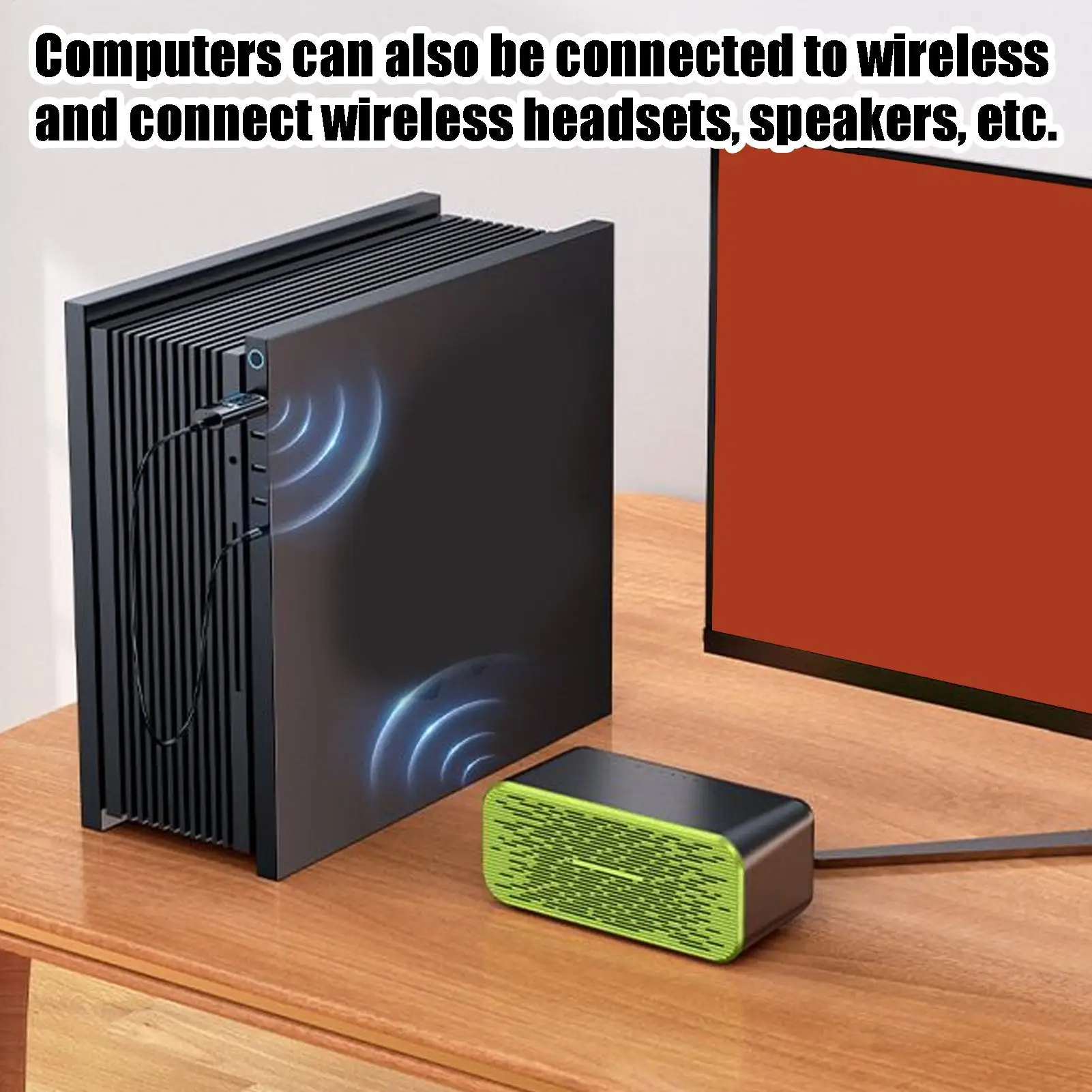 جهاز إرسال صوتي لاسلكي، محول لاسلكي لاستقبال الكمون المنخفض مع مقبس 3.5 مم لسماعة رأس جهاز عرض التلفزيون الذكي والكمبيوتر الشخصي #4