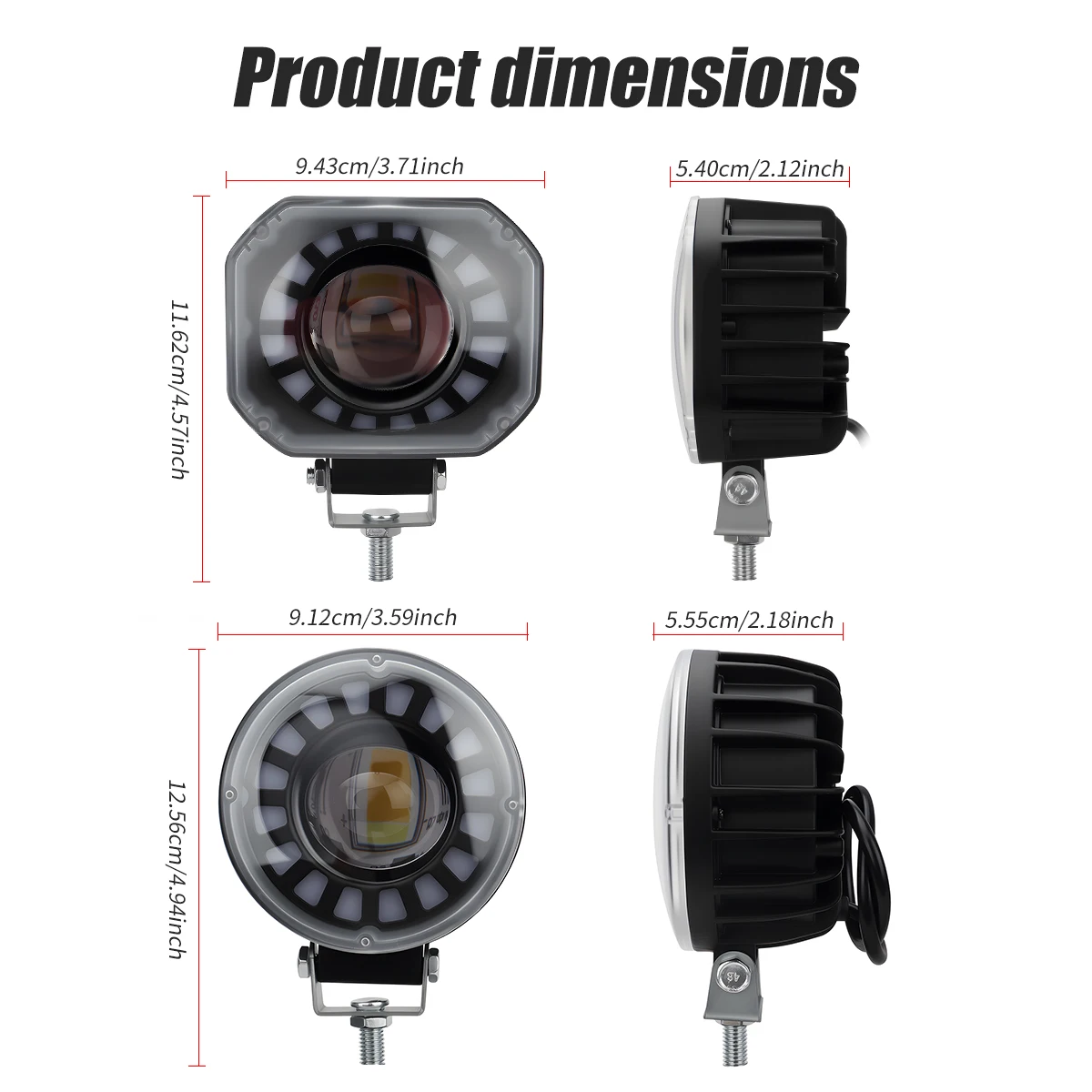 1PCS Motorcycle LED Lens Spotlight Super Bright Dual Color High Low Beam With RGB Aperture Strobe Light Auxiliary Headlight
