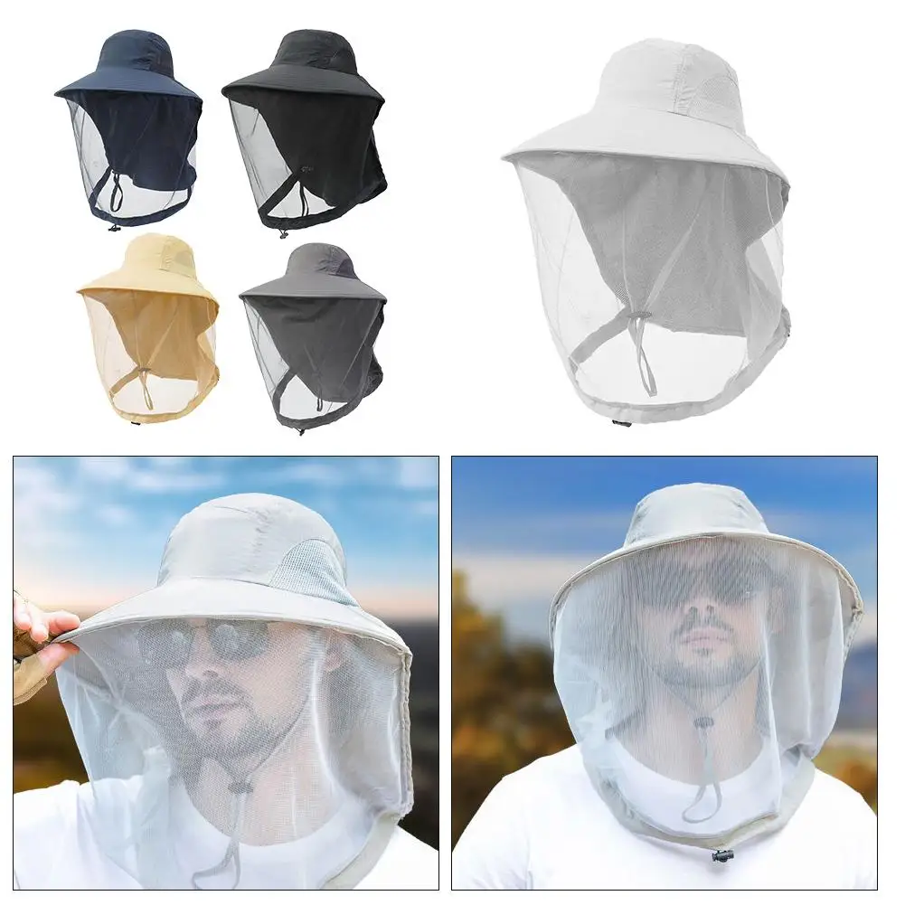 Unisex Anti Mosquito Insect Bucket Hat Summer Outdoor Jungle Farm Fishing Sun Hat Men Breathable Mesh Full Face Protection Net