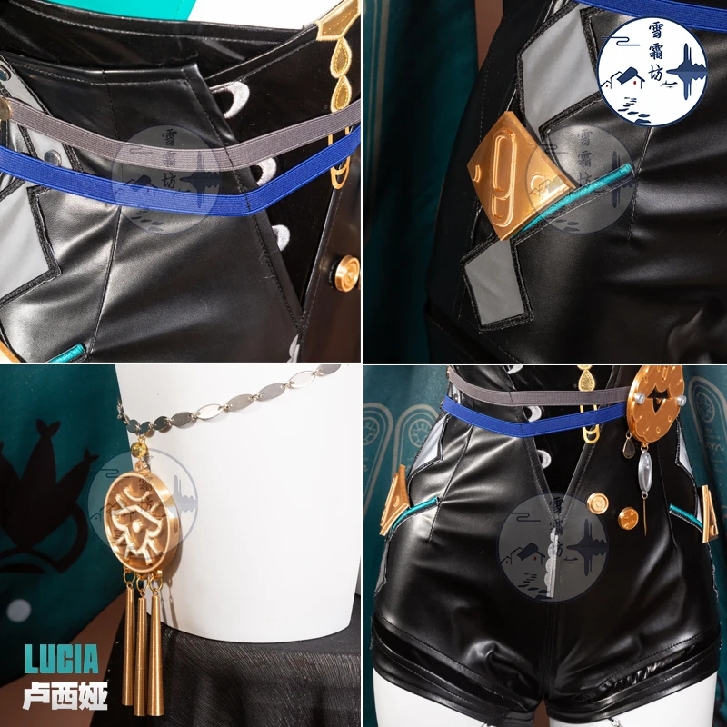 Set Kostum Cosplay Zenless Zone Zero Lucia, Kostum Cosplay Anime, Anting, Wig, Pakaian Pesta Halloween