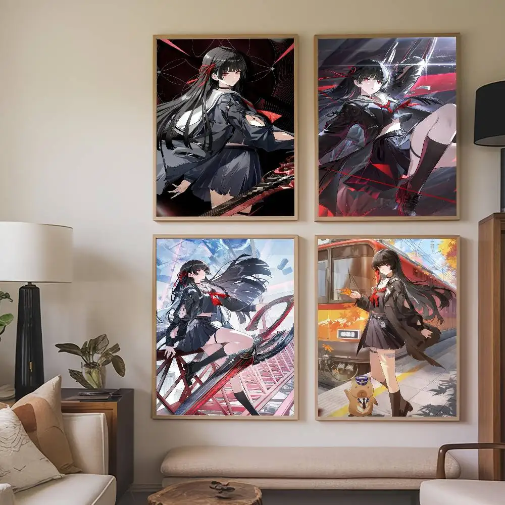 لعبة Wuthering Waves Chisa المشارك لوحات ذاتية اللصق يطبع غرفة نوم المنزل غرفة المعيشة ديكور خمر هدية #4