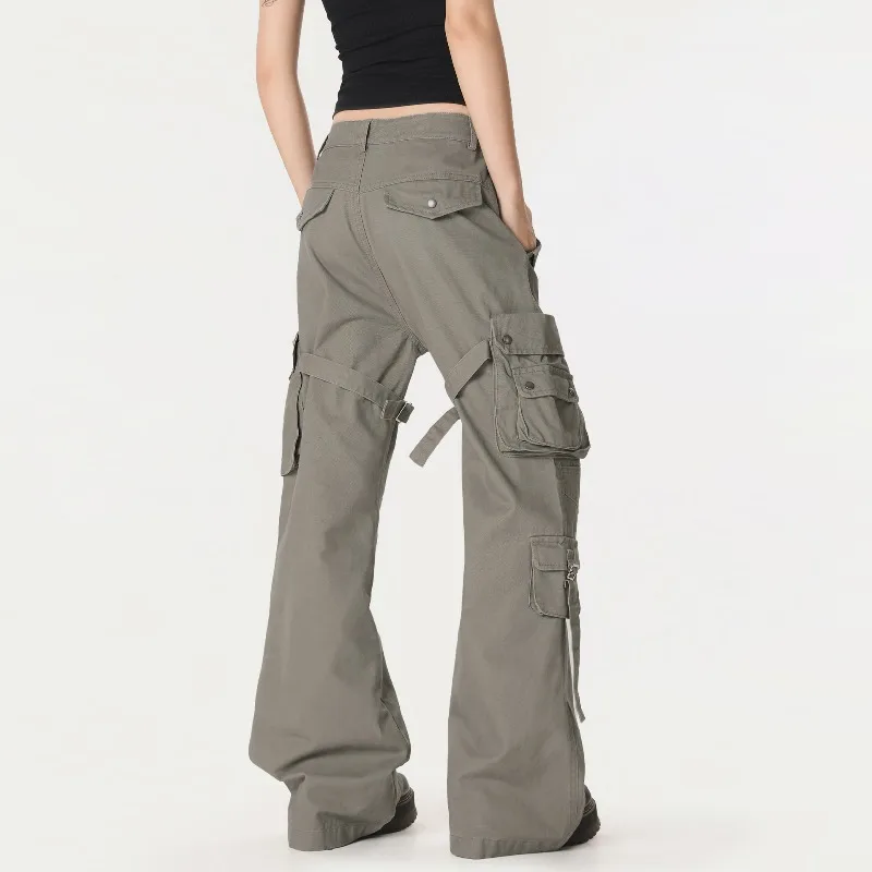 OR FL American Style Vibe Binding Strap Micro 100 Cotton Women Cargo Trousers Trendy Brand Niche Design Sense Women's Slacks Y2k