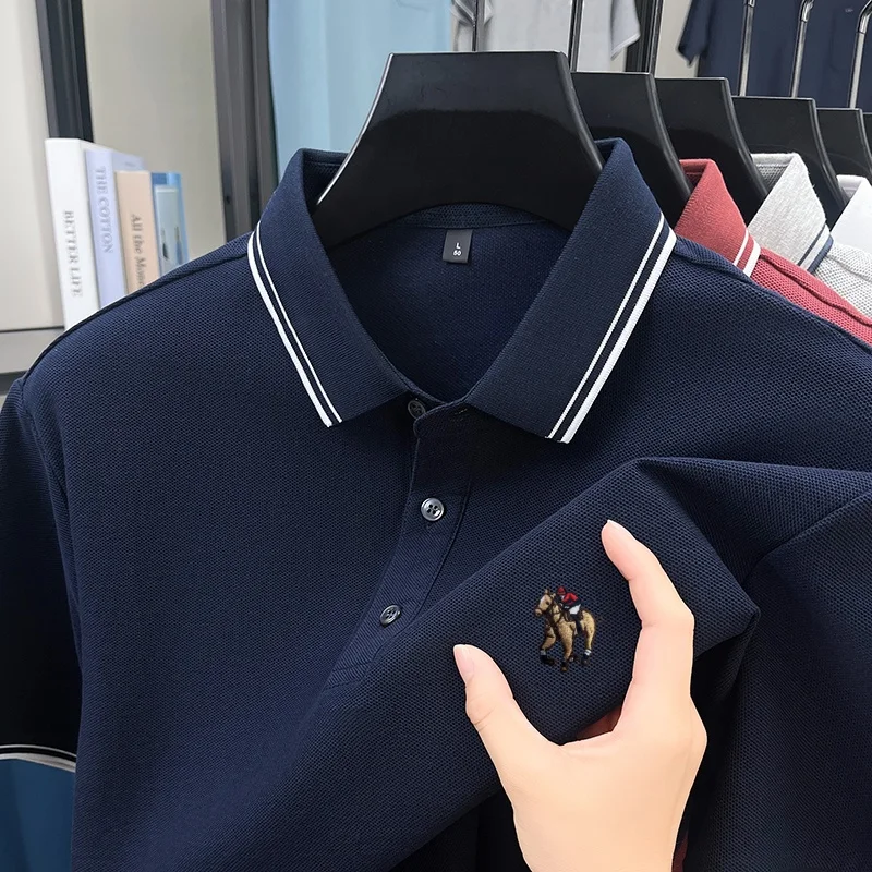 

100% pure cotton summer men's custom original embroidered short sleeve new fashion hot selling polo shirt breathable T-shirt top