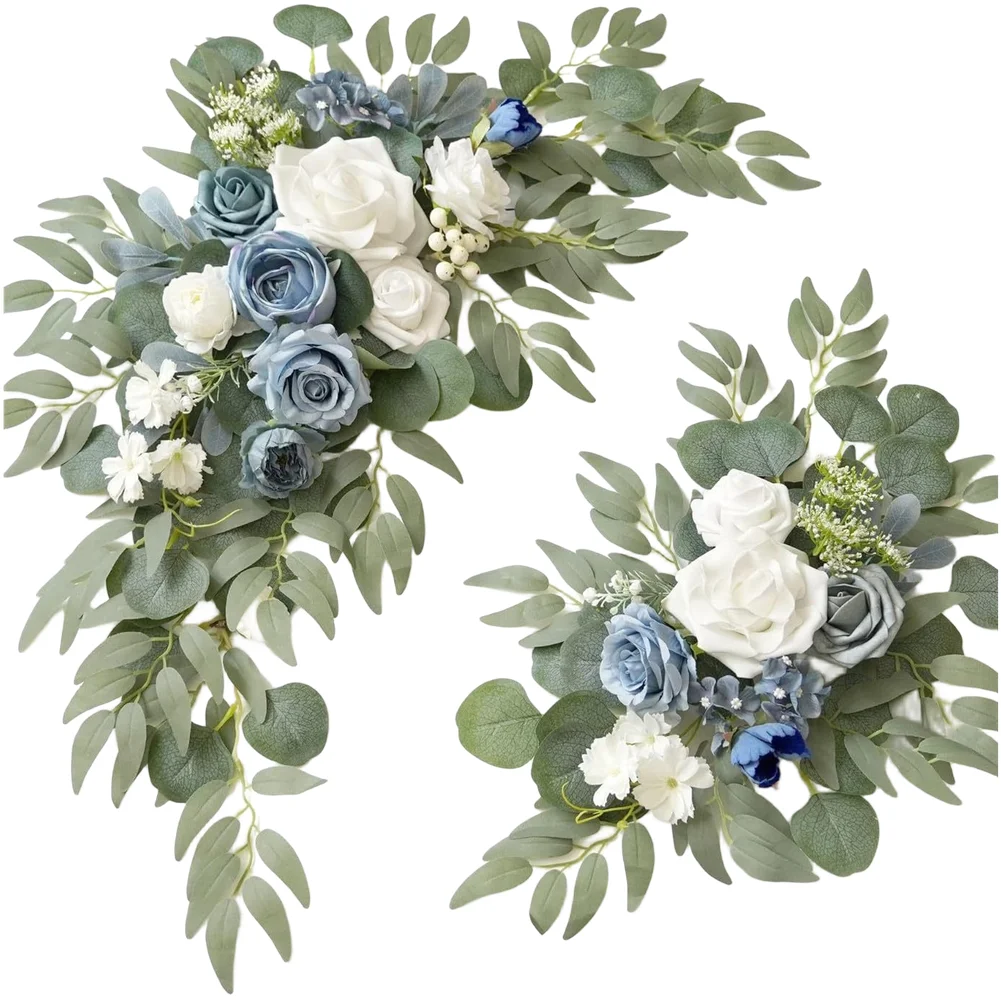 Floral Swag for Wedding Reception Decor Featuring Realistic Artificial Blooms and Leaves for Indoor For Ceremony Entrance Setup