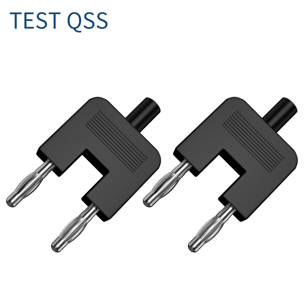 QSS 2PCS 4MM Banana Plug Connector Short Circuit Double Adapter Double Row One Female Divides Two Males Spacing 19MM   Q.20007