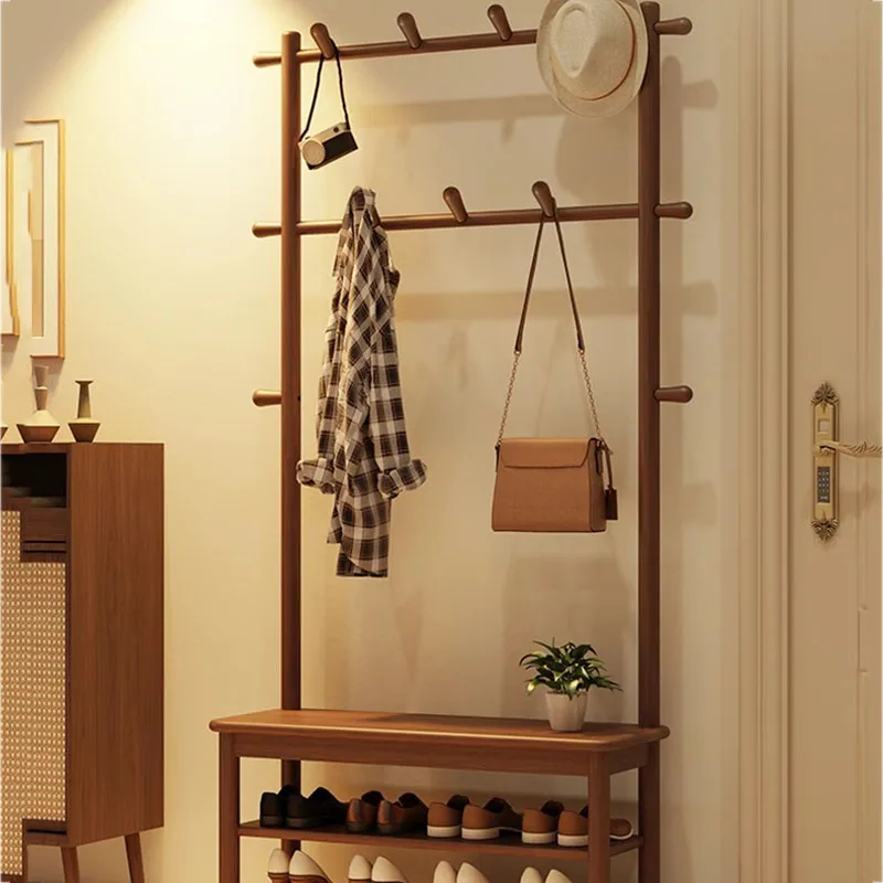 Wooden Shoe Hat Stand Boutique Cabinet Open Plant Bedroom Clothes Hanger Nordic Entrance Hook Rack De Ropa Room Furniture