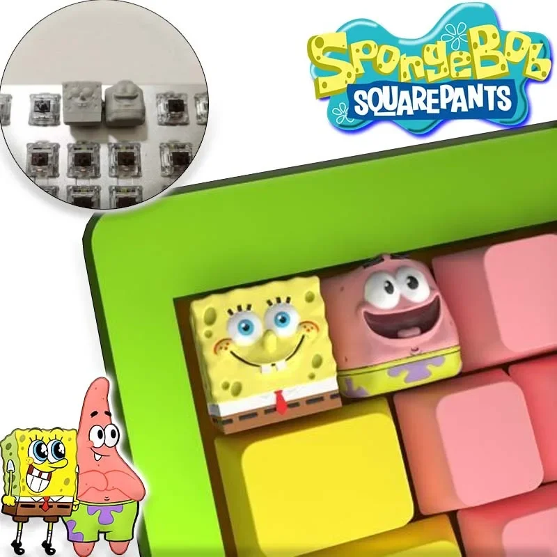 SpongeBob DIY Keycaps for Mechanical Keyboard Fashion Cartoon Keycaps Cross Axis Keyboard Keycap Universal Accessories Gifts New