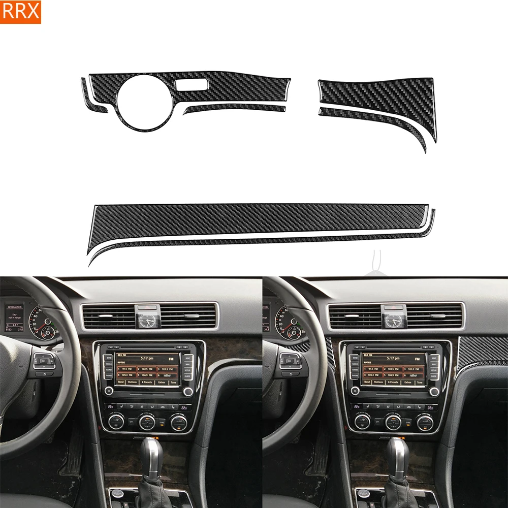 For Volkswagen Passat NMS B7 2012-2019 Real Carbon Fiber Sticker Copilot Dashboard Trim Set Car Accessories Interior decorative