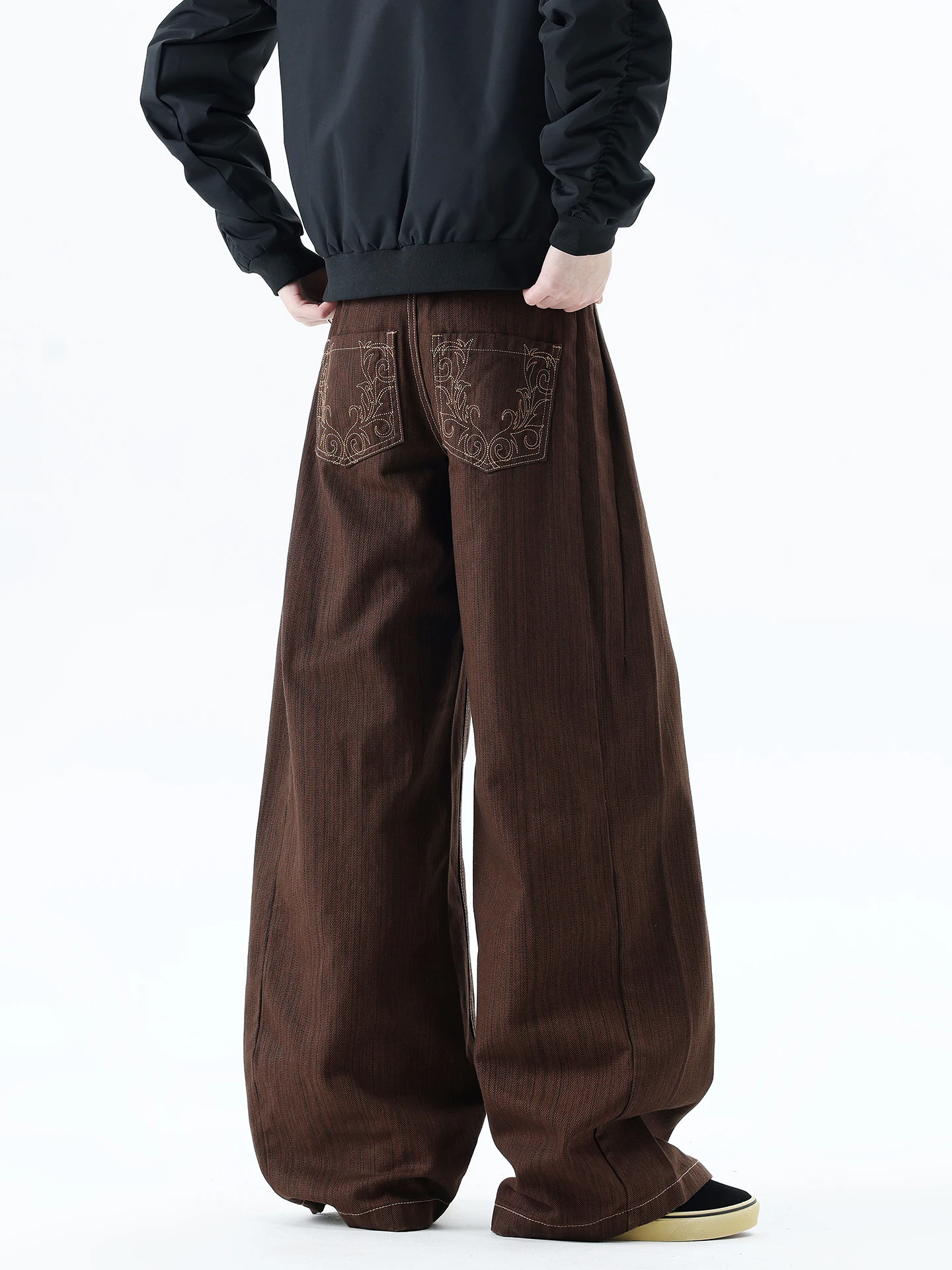 

Boyue Embroidered Knife Jeans Men's Casual Slim Fit Straight Leg Blue Denim Pants Street Sle Faionable Comfortable