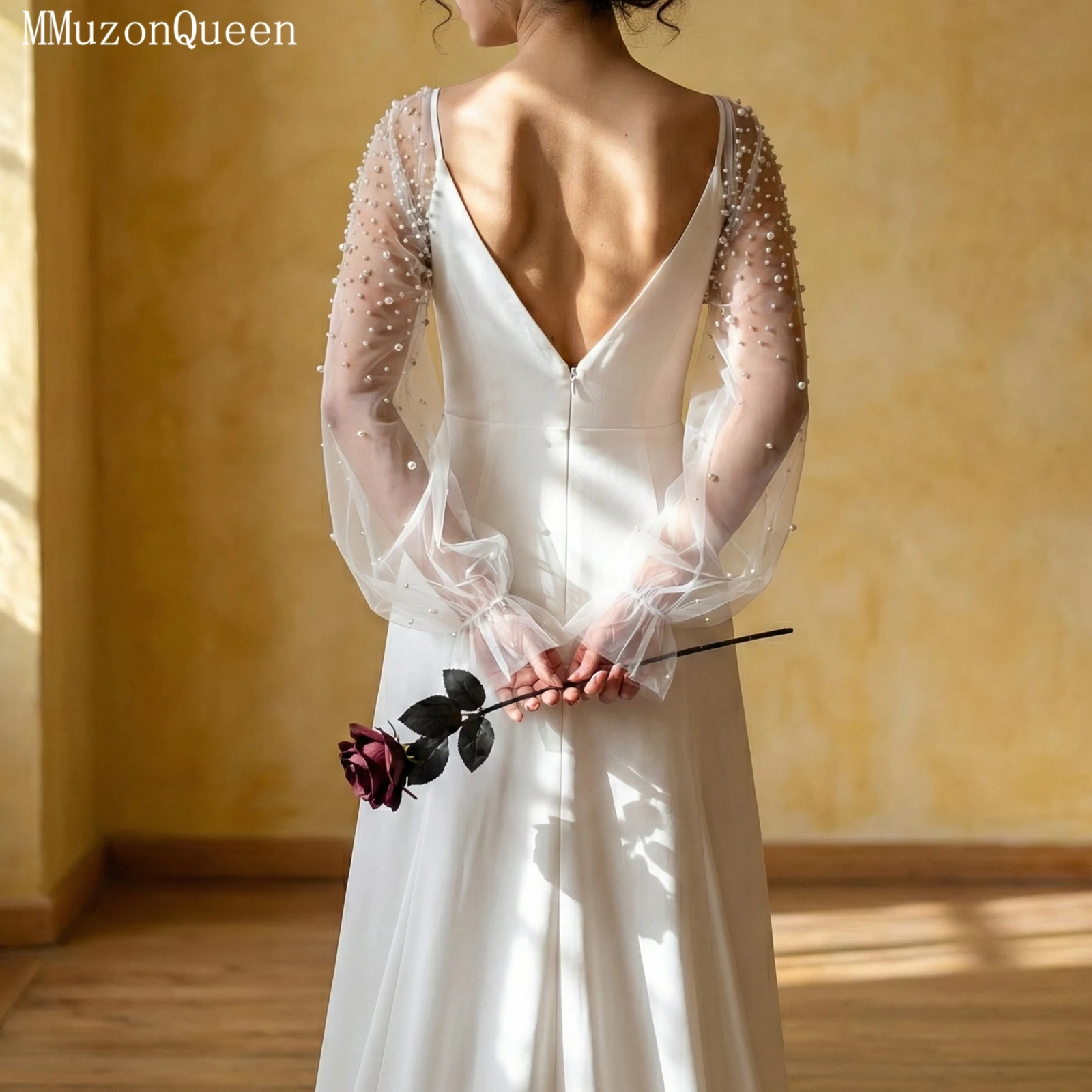TOPQUEEN Women'S Fake Sleeves With Pearl Bead Wedding Shawl Sheer Shawl Summer Women'S Short Top Can Be Customized Vg113 image 2