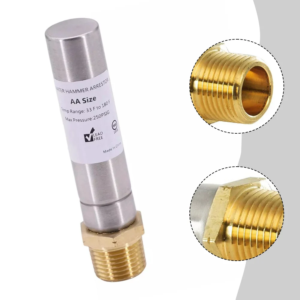 1/2 Inch NPT Stainless Steel Water Hammer Arrestor Suitable For Washing Machine And Dishwasher Water Supply Valve Applications