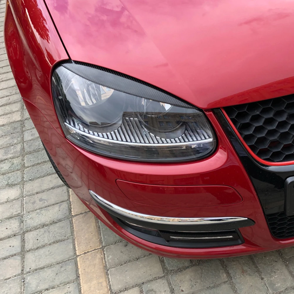 

Накладка на фару для Golf 5 MK5 GTI R 2005-2007, ABS, глянцевый черный карбоновый вид, простая установка, обновление автомобиля, внешний стиль