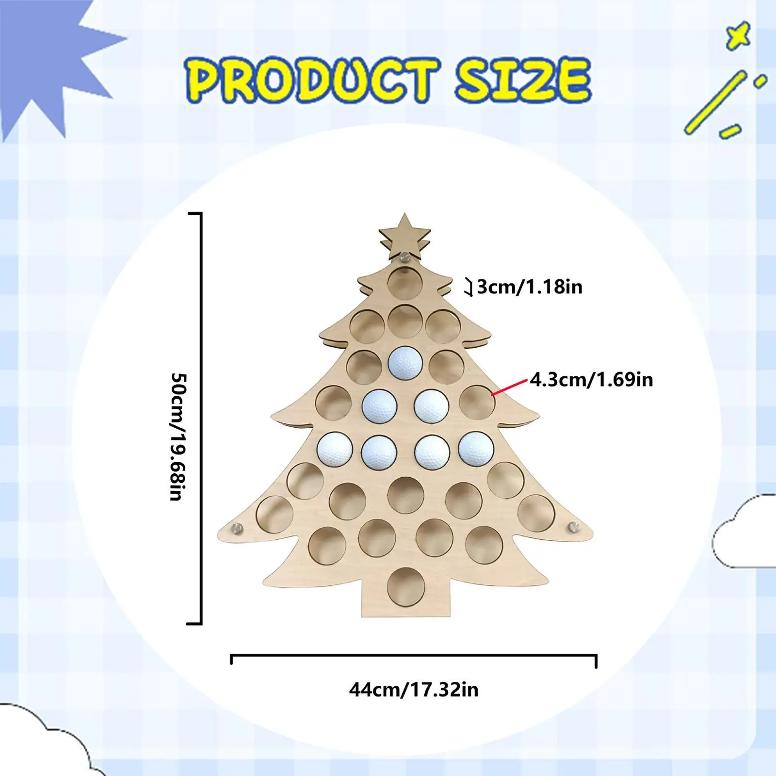 Golf Ball Display Case Showcase Organizer Holds 27 Balls Christmas Tree Ornament