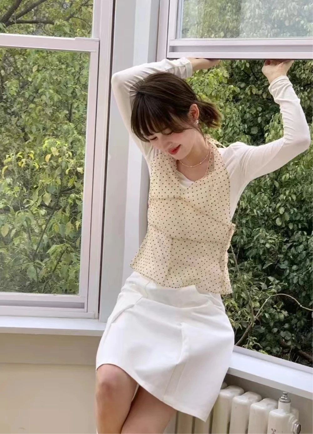 Kore Ins Aynı Dantel Dalga Noktası Kaşkorse Elbise Bayan Örgü Kolsuz Orta Uzunluk Cover Up Elbise Yaz Yeni Y2K Kız Baharatlı Kızlar