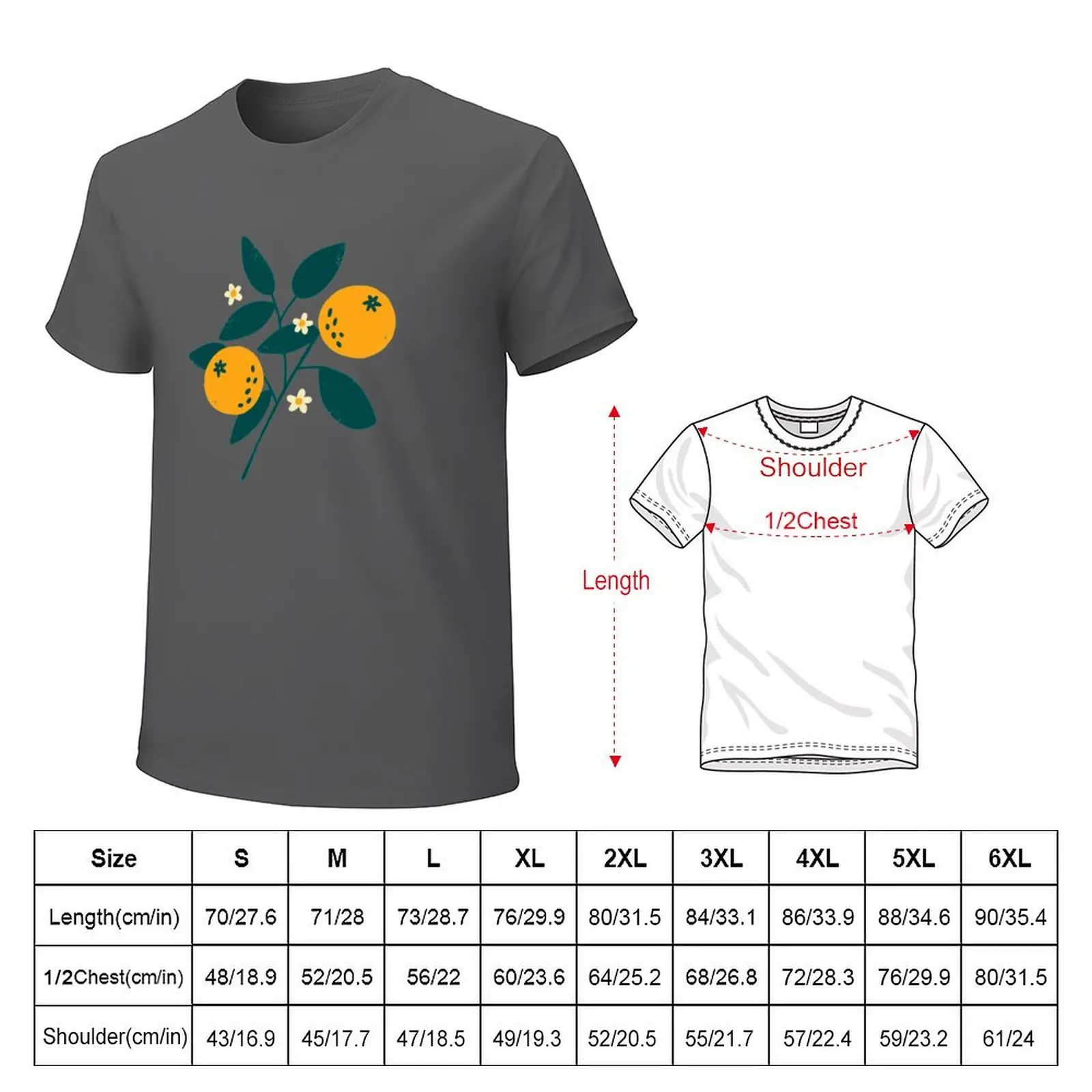 Orange Botanical T-Shirt summer clothes blanks new edition Blouse sweat shirts, men