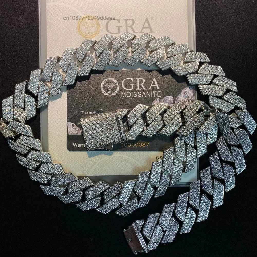 

22MM Custom Hip Hop Moissanite Diamond 925 Cuban Link Chain Heavy Cuban Chain for Anniversary Iced out Jewelry