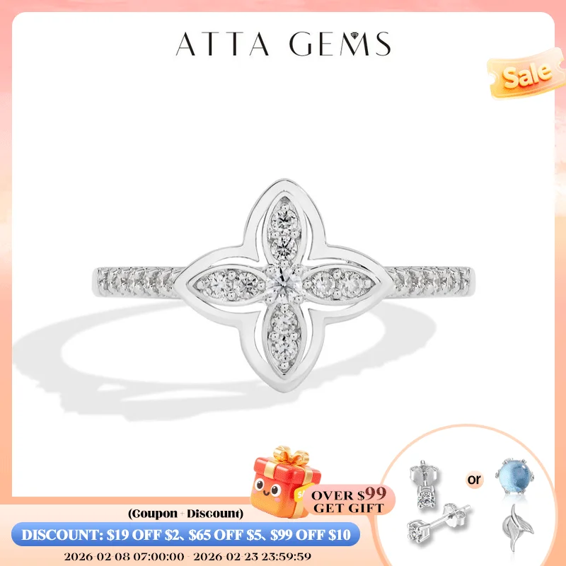 

ATTAGEMS Original Classic Full Moissanite Rings Butterfly Shape 925 Silver Plated 18K Gold Ring Women Engagement Wedding Jewelry