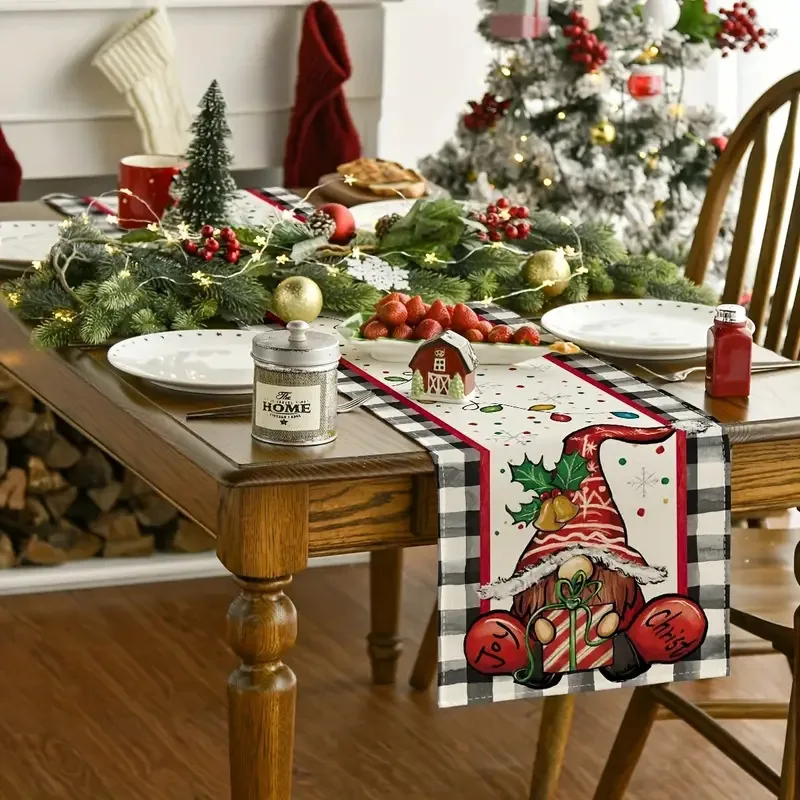 

Christmas Table Flag Tablecloth, Cotton Linen, Merry Christmas Holiday Kitchen Table Decoration, Indoor and Outdoor Family Party