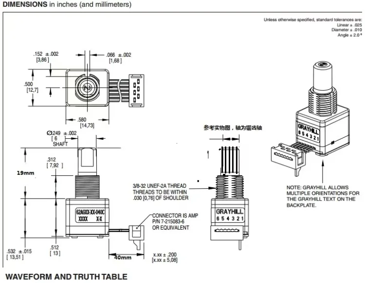 1PCS/LOT 62AGY22033 New original GRAYHILL photoelectric encoder with switch medical device accessory in stock