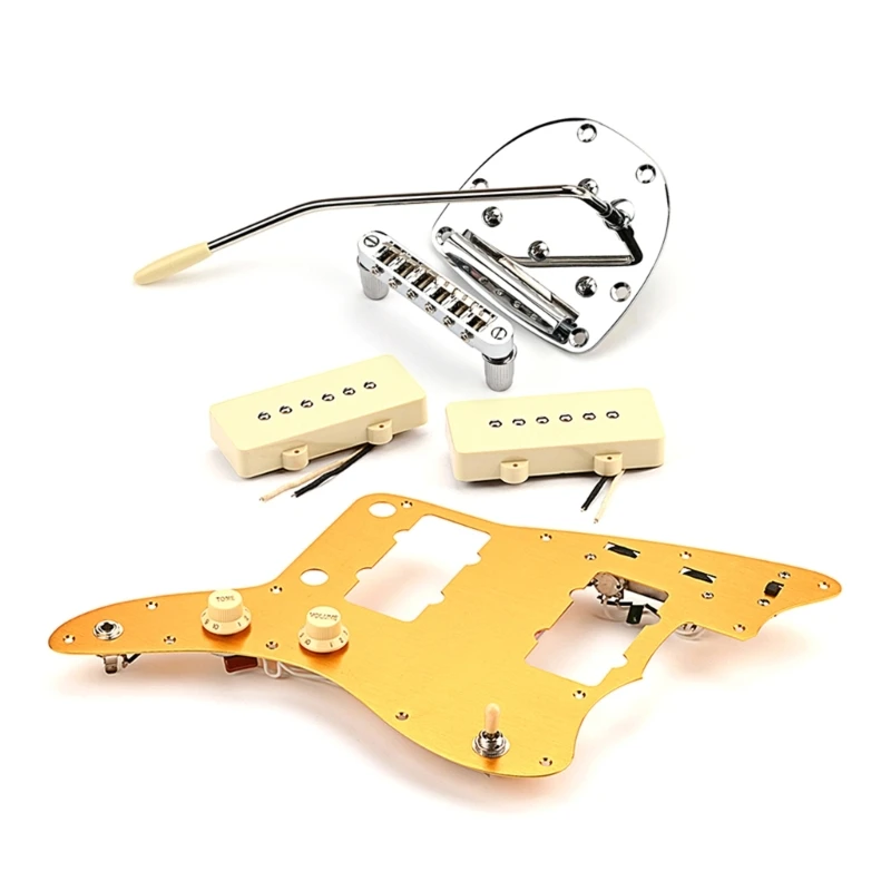 

Electric Guitar Bridge Prewired Pickups Pickguard 6-Saddle Hardtail Guitar Bridge Tailpiece with Mounting TOP quality