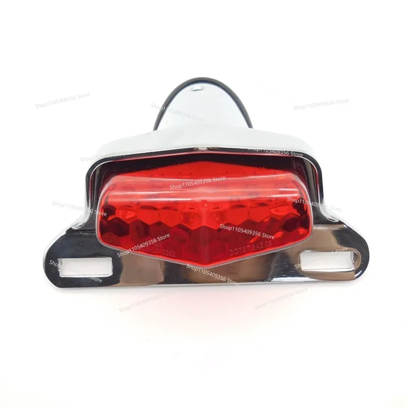 

For D204 Suitable for Motorcycle LED Metal Aluminum Alloy Rear Tail Light, Silver Shell Red and Black Cover Brake Driving
