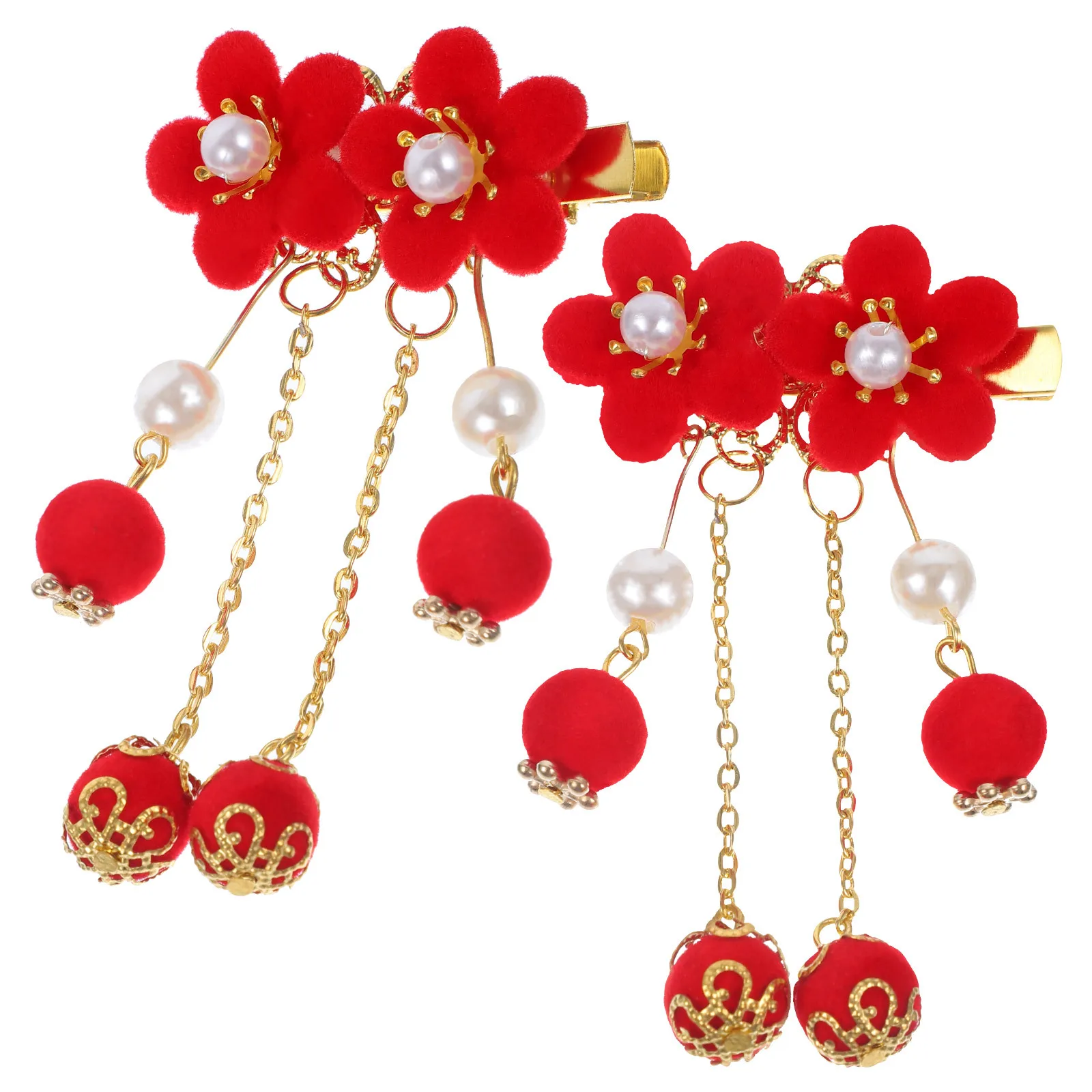 

Hanfu Headdress Hair Clip Chinese Ancient Style Hairpin Accessory Girl Photo Flower Synthetic Beads Clips Jewelry Kids Hanfu