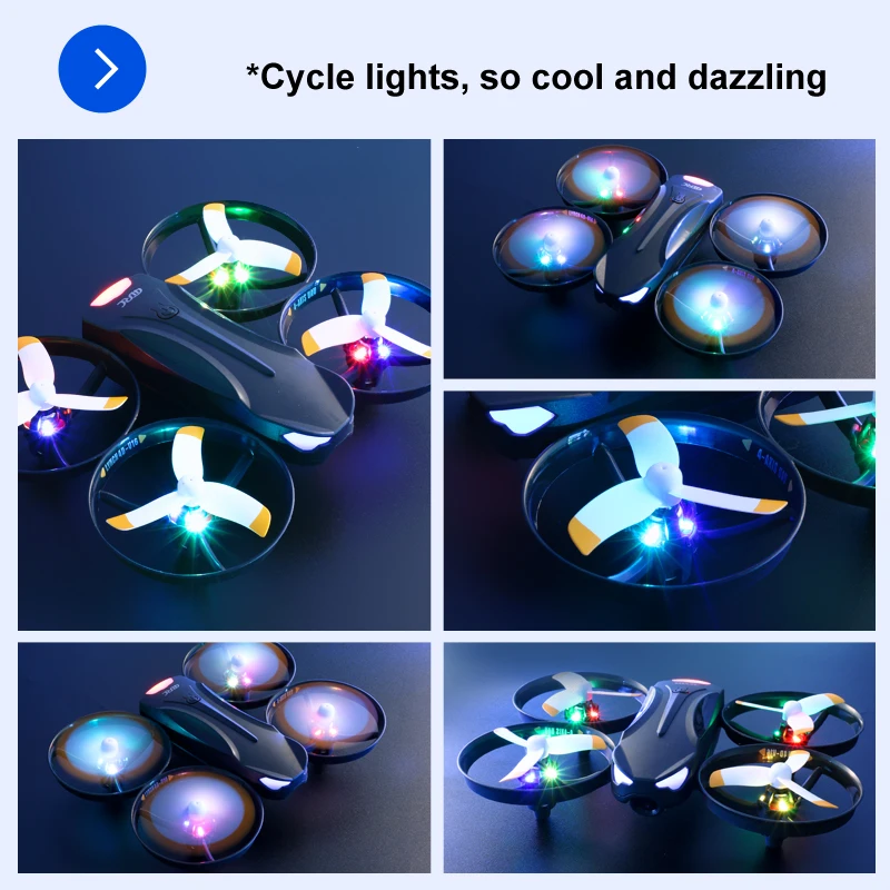 V16 Colorful LED RC Helicopters Toy Gifts 360° Full Containment Protection Mini FPV Drone 4K VR Aerial Photography Free Return