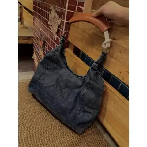 Bloom Hot Girls Denim Shoulder Bags Women Vintage Haruku Casual Tote Handbag Female Retro Sweet Cool Y2k Bag Bolso Mujer
