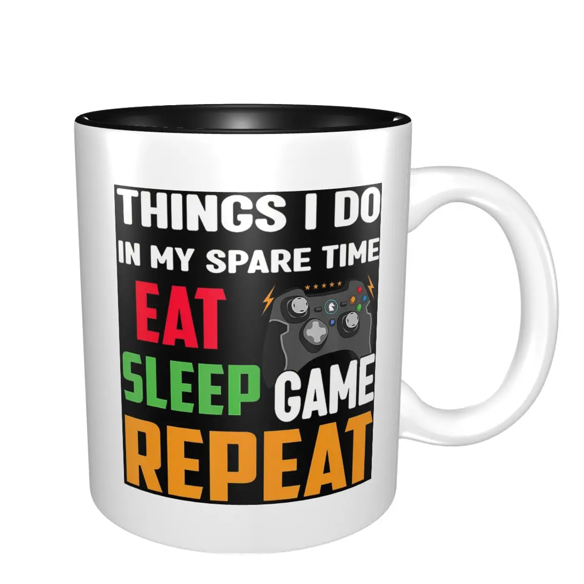 Things I Do In My Spare Time Eat Sleep Game Repeat Funny Mug Ceramic Coffee Cups Tea Mugs Milk Cup Drinkware Gifts for Woman Man