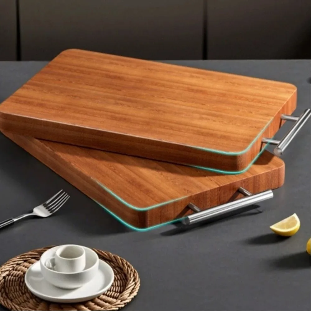 

Противоскользящая деревянная разделочная доска с вешалками из нержавеющей стали, двусторонняя разделочная доска для мясного сыра, толстая устойчивая к плесени разделочная доска