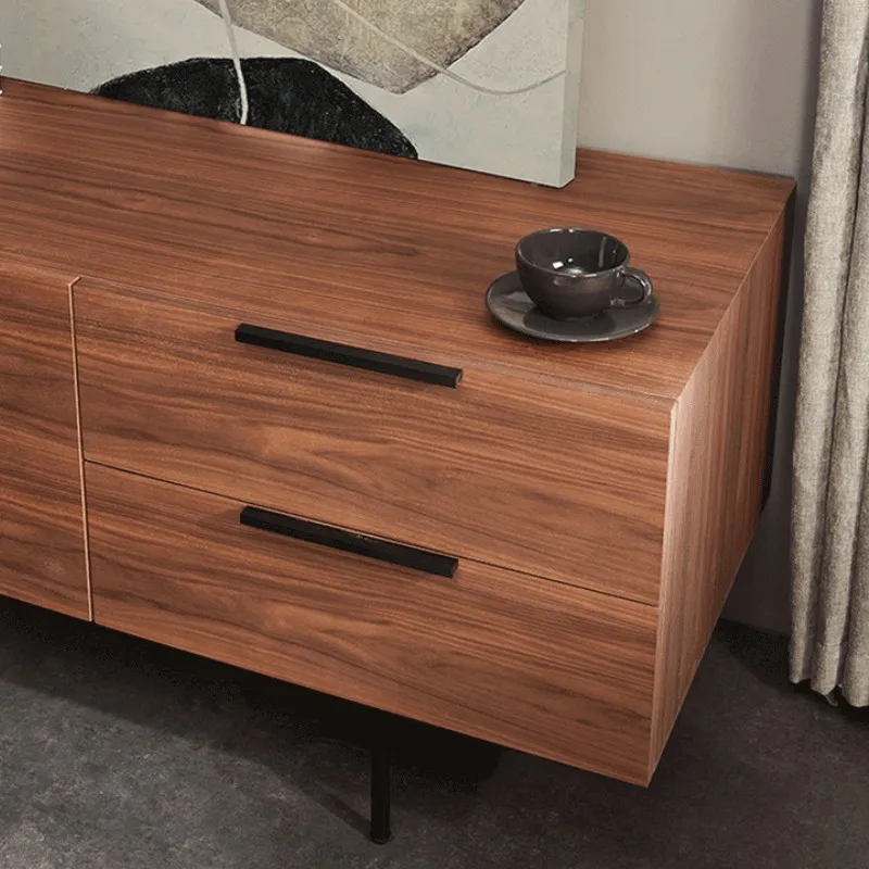 Mueble de TV minimalista moderno, ahumado, salón alto, dormitorio, nogal, piso de pared