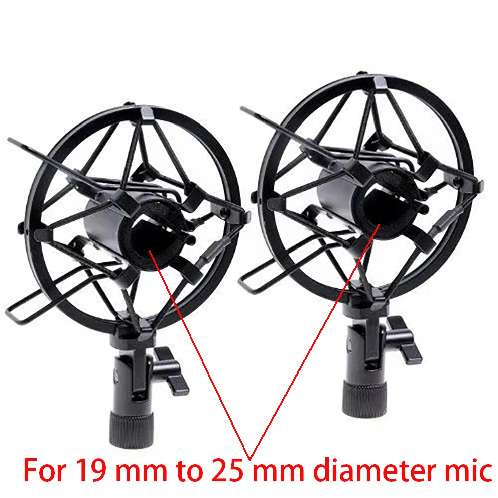 2 sets Black Handheld Condenser Microphone Shock Mount Clip Mic Shockmount Studio tripod stand, 5/8-27 thread screw microphones