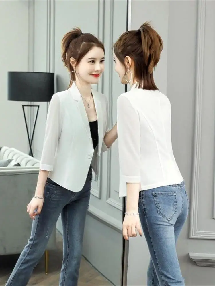 بدلة نسائية صيفية جديدة رقيقة قابلة للتنفس من الشيفون مناسبة للتنقل ملابس عمل irt أنيقة بسيطة متوسطة الحجم #2