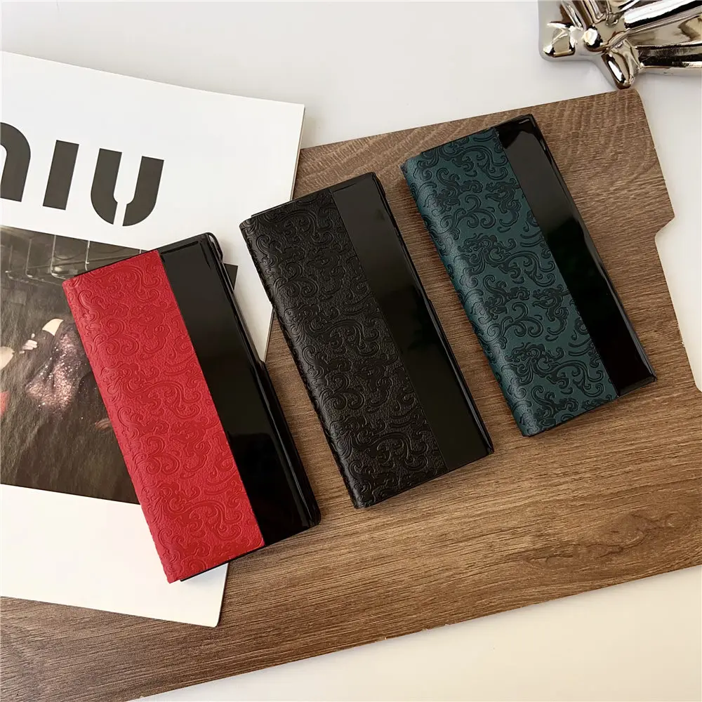 Genuine Leather Dragon Pattern Flip Case for Huawei Mate XT Window View Cover
