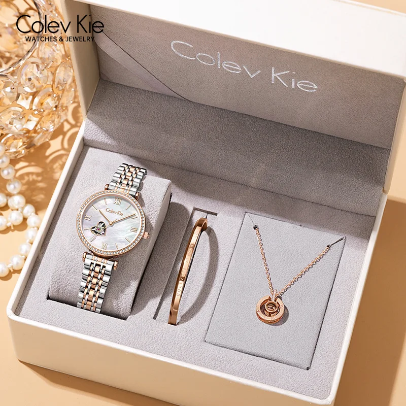 ColevKie Watch for Women Automatic Movement Mechanical Watches Stainless Steel Band Luxury Fashion Ladies Wristwatch Gift Sets