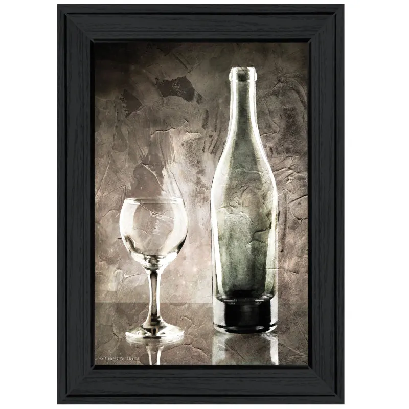 

Moody Gray Wine Glass Still Life by Bluebird Barn, Ready to Hang Framed Print, Black Frame