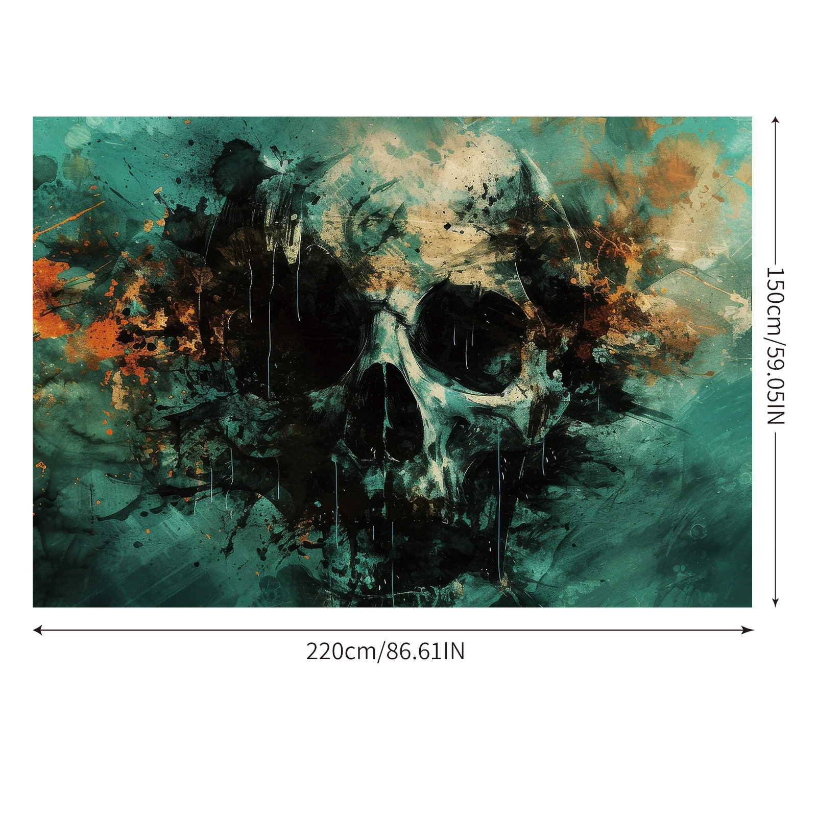 Halloween Skull Terrifying Theme Background Cloth, Funny Photography Banner, Flag Pulling Event Party Scene