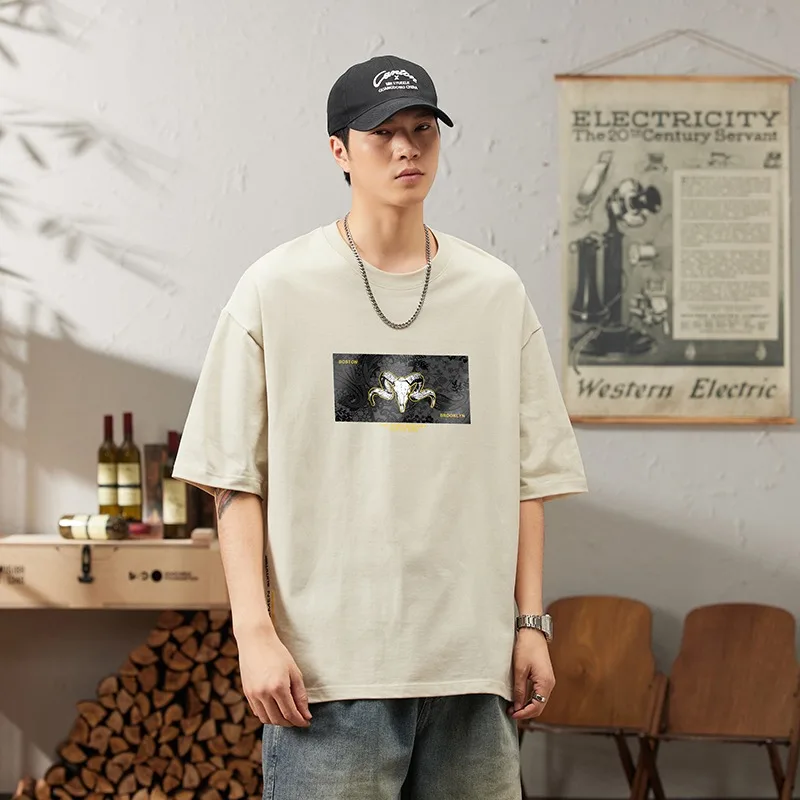 High Quality Ice Feeling Pure Cotton 2024 Short T Printed Short Sleeved T-shirt for Men with Round Neck and Half Sleeves