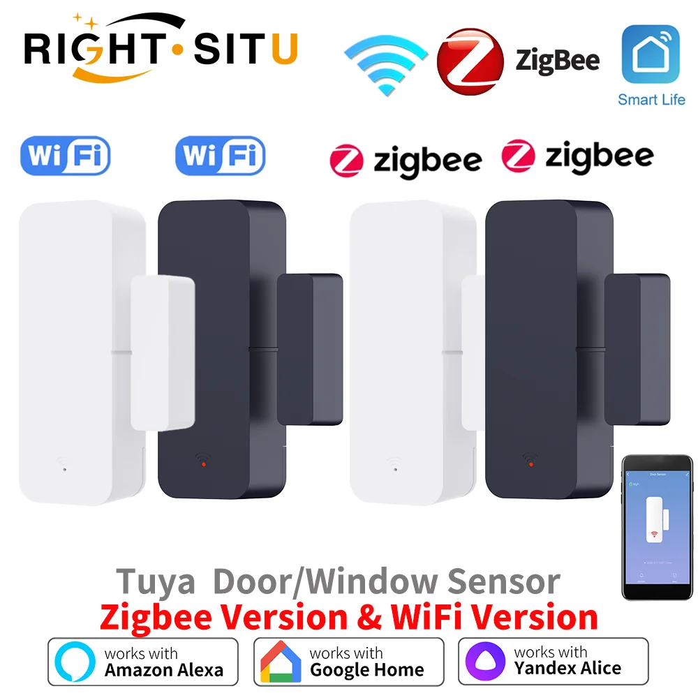 Tuya WiFi Door Sensor Window Contact Open Close Tuya APP Remote Control Compatible With Alexa Google Assistant
