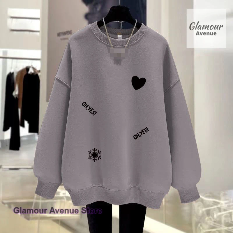 Korean version of Fat Mom Sweater Women Plus Size Middle-aged Spring and Autumn New Loose Slim Round Neck Long Sleeve Shirt