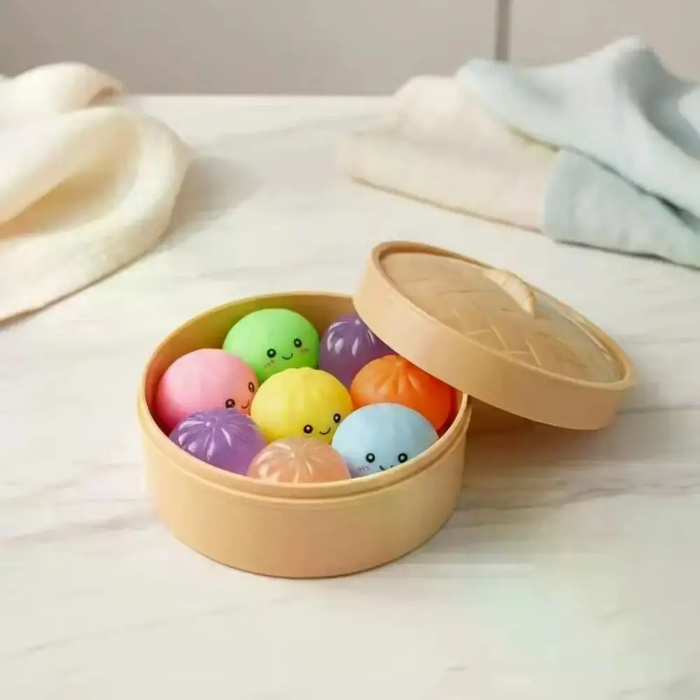 Prank Soft Cute Dumplings Squishy Food Shape With Steamer Squishy Crystal Bun Squeezable Pinch Fidget Sensory