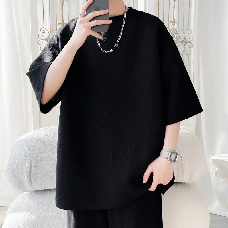 Pop Summer Short Sleeved T-shirt Men Fashion White Casual T Shirt Men Streetwear Hip-hop Loose Round Neck T Shirt Mens Top M-3XL